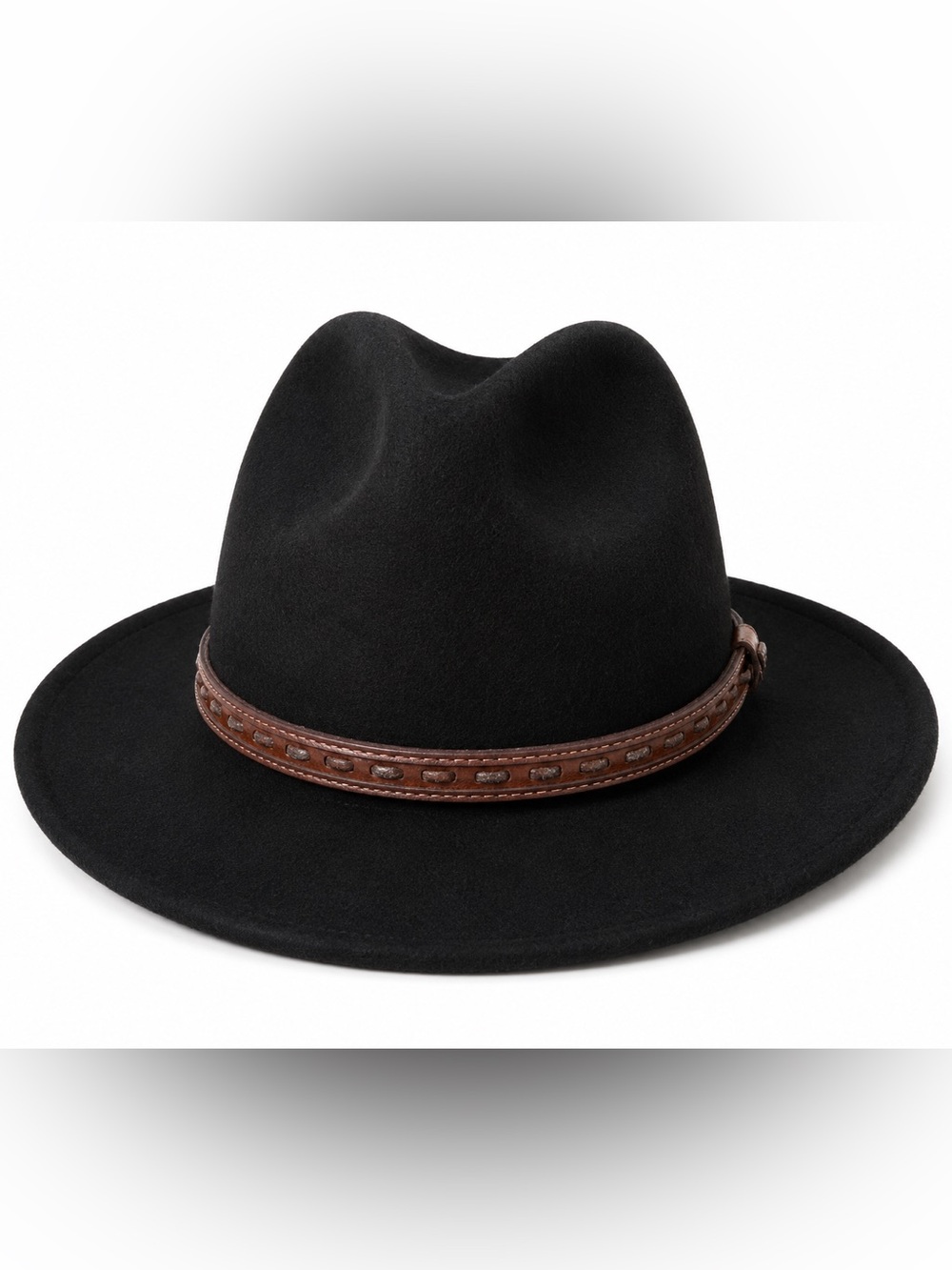 Scala Classico Richmond Black Wool Felt Safari Hat Large Crushable Leather Band